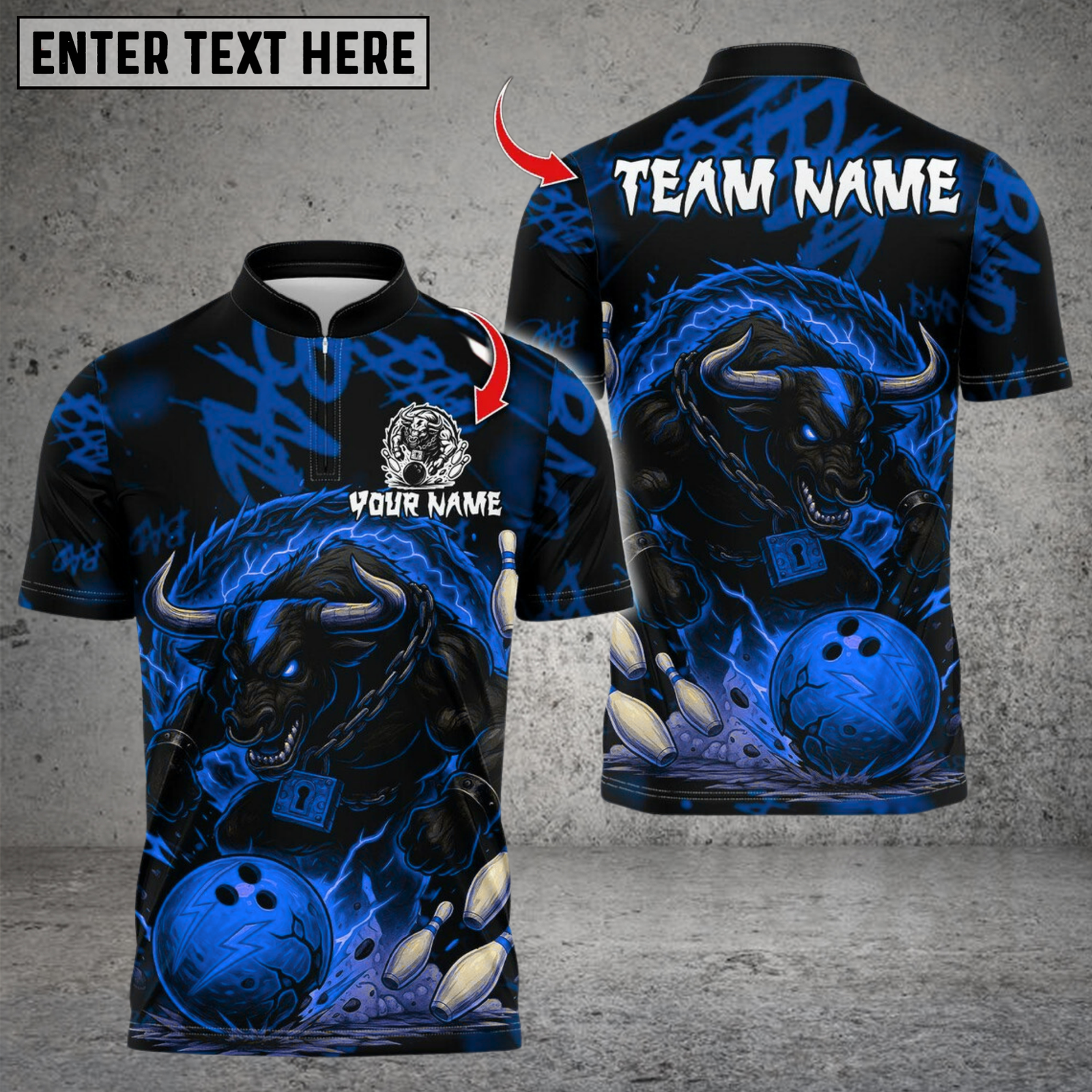 Blisscorners Bowling Fire Muscle Bull Multicolor Customized Name Team Name 3D Shirts