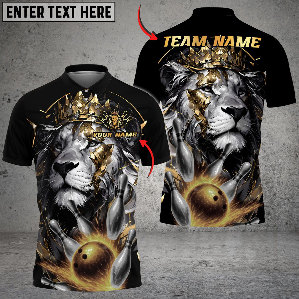 Blisscorners Bowling Lion King Multicolor Customized Name, Team Name 3D Shirts