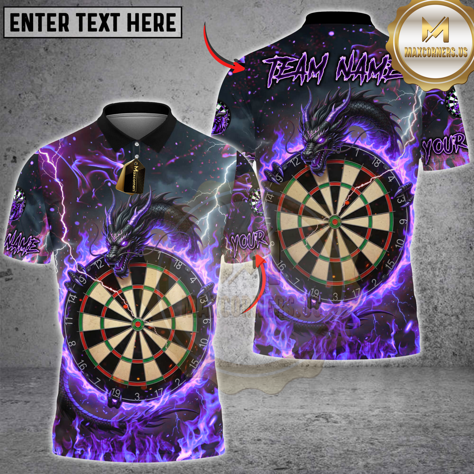 Blisscorners Darts Fire Dragon & Dartboard Multicolor Customized Name, Team Name 3D Shirts