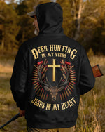 Blisscorners Deer Hunting In My Veins Jesus In My Heart Shirt, Personalized Hunting 3D Shirt