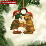 Blisscorners Custom Duck & Dog Acrylic Christmas Ornament - Personalized Hunter Gift LM0411