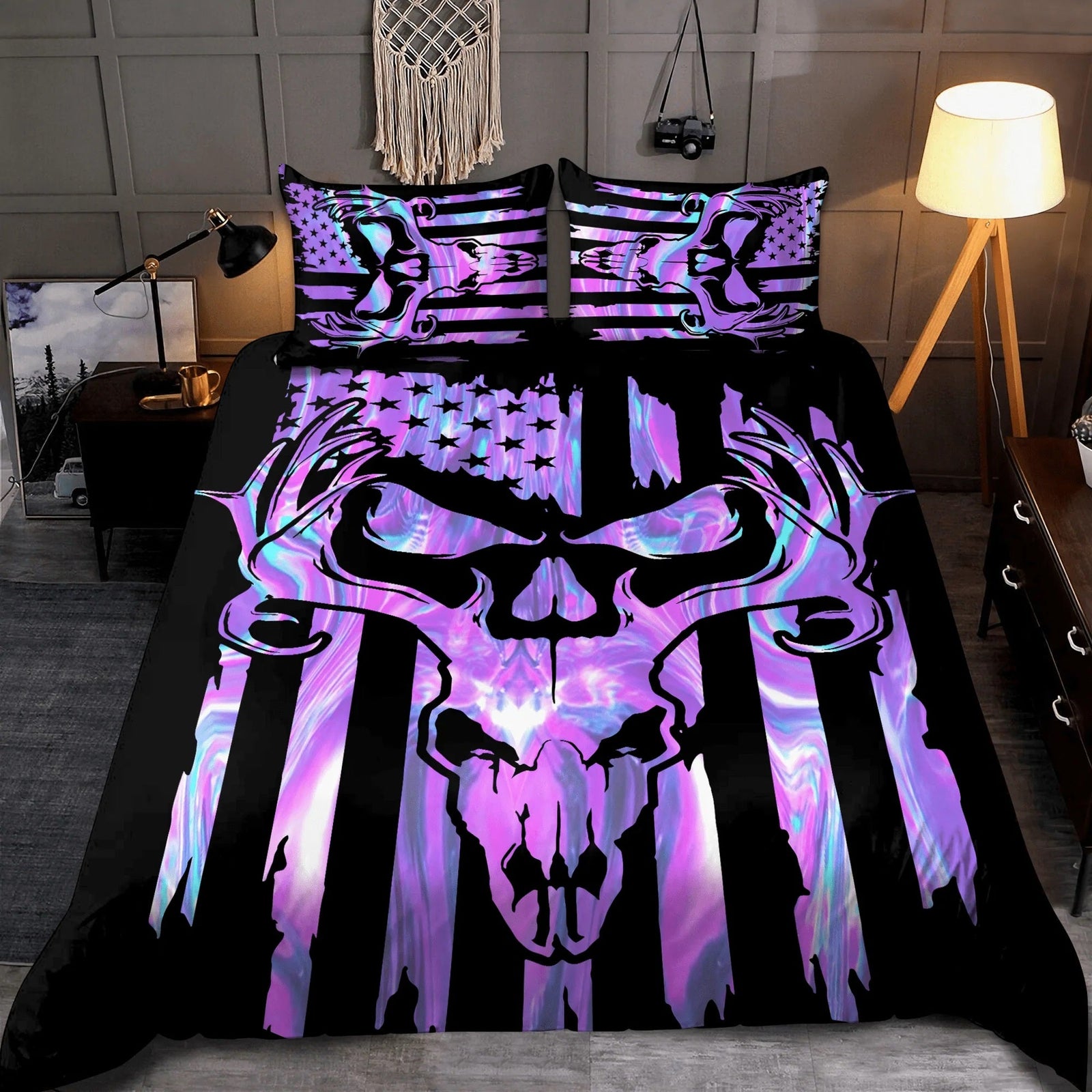 Blisscorners Deer Hunting Black Purple Blanket