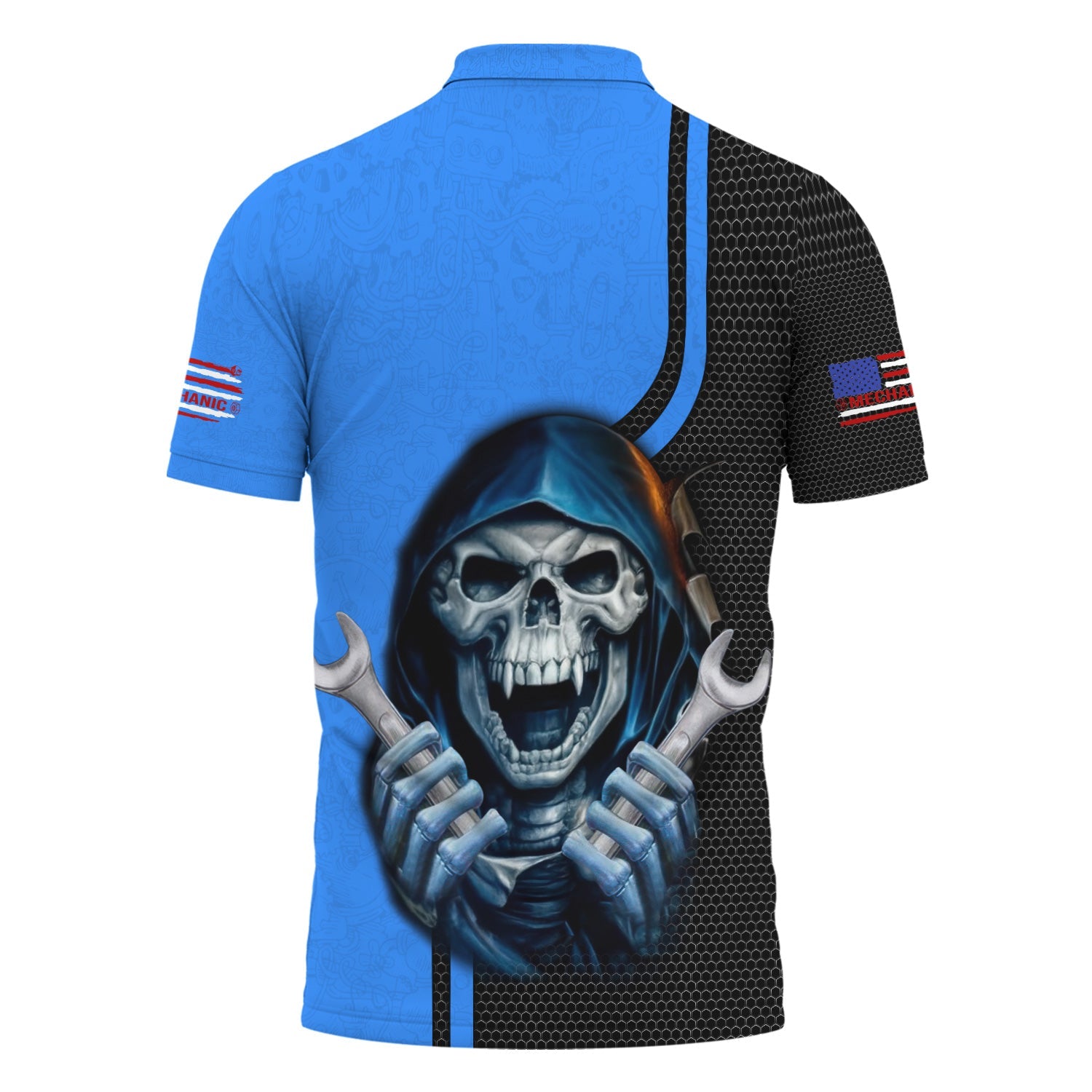 Blisscorners Mechanic Skull Shirt with Wrenches, Cool Automotive Apparel for Car Lovers, Gift for Mechanics & DIY Enthusiasts