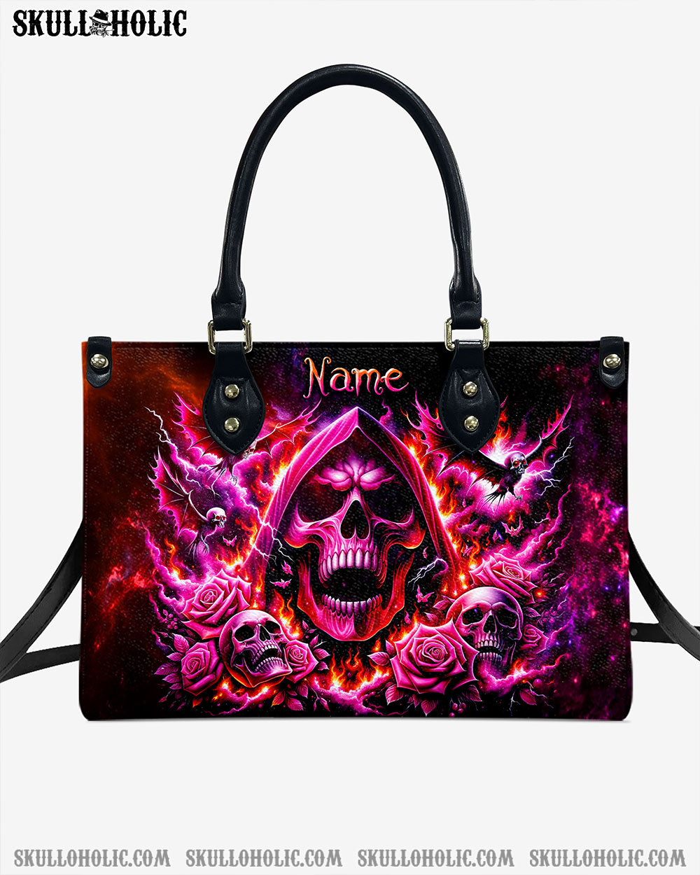 BLISSCORNERS REAPER SKULL ROSE STORM LEATHER HANDBAG