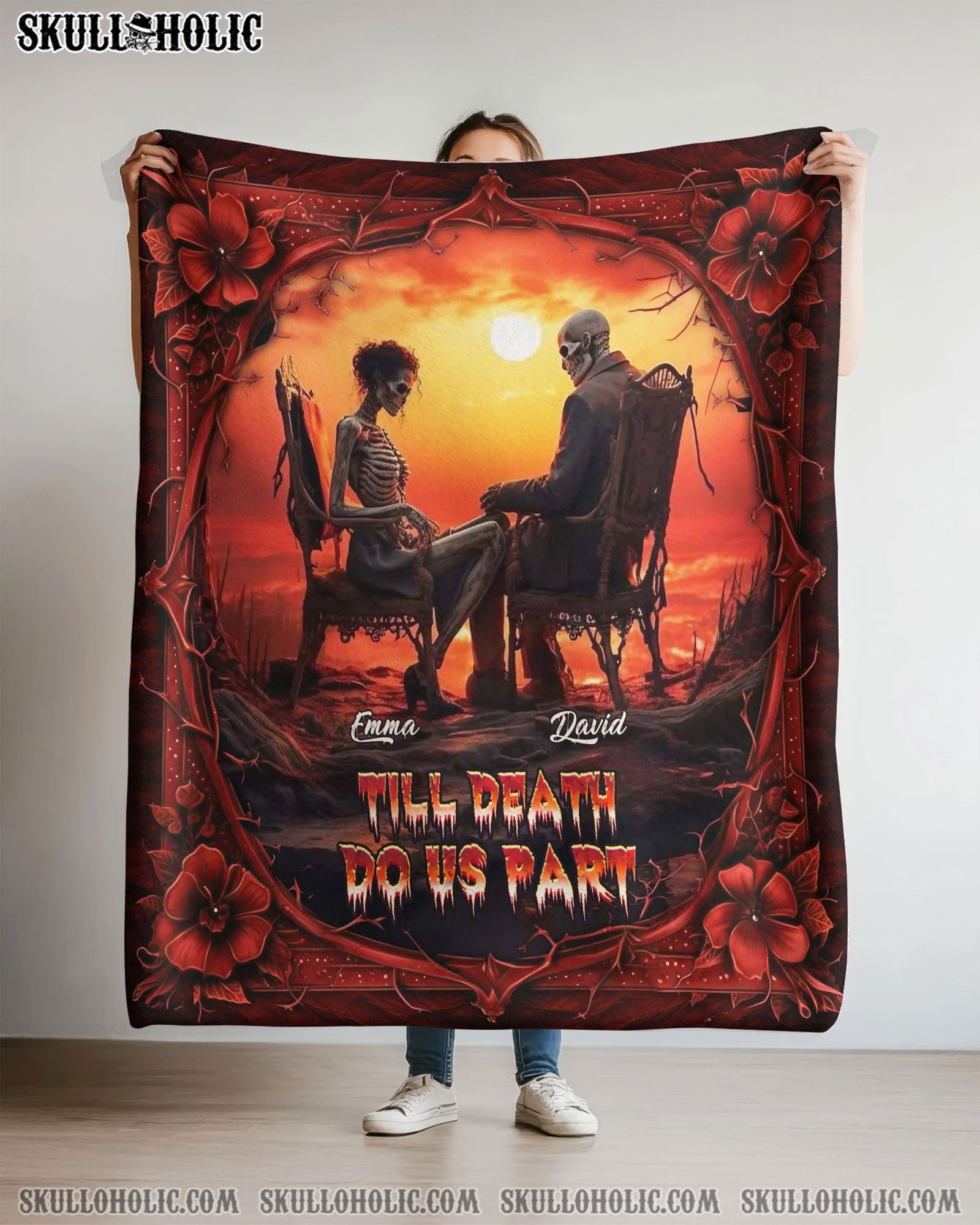BLISSCORNERS PERSONALIZED TILL DEATH DO US PART COUPLE FLEECE BLANKET