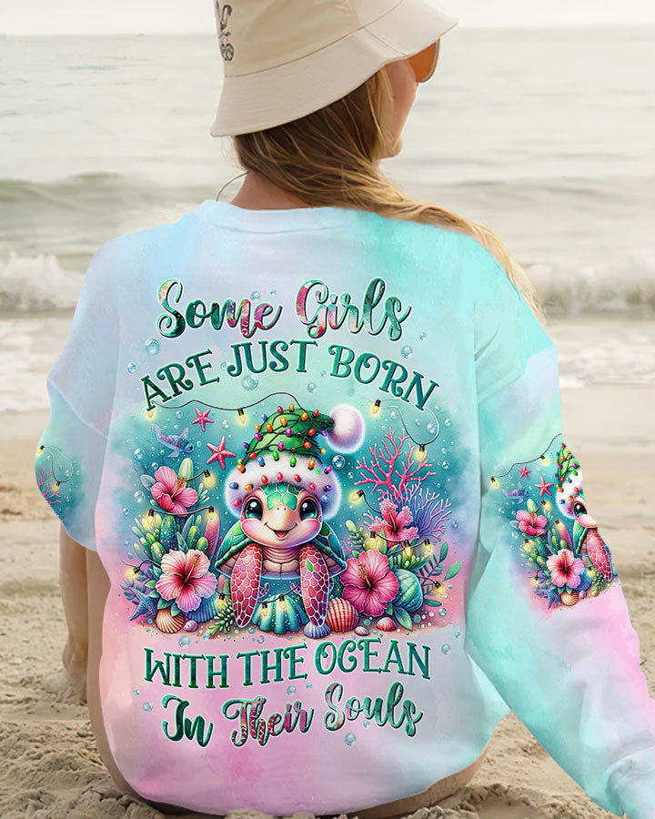 BLISSCORNERS SOME GIRLS ARE JUST BORN TURTLE CHRISTMAS ALL OVER PRINT