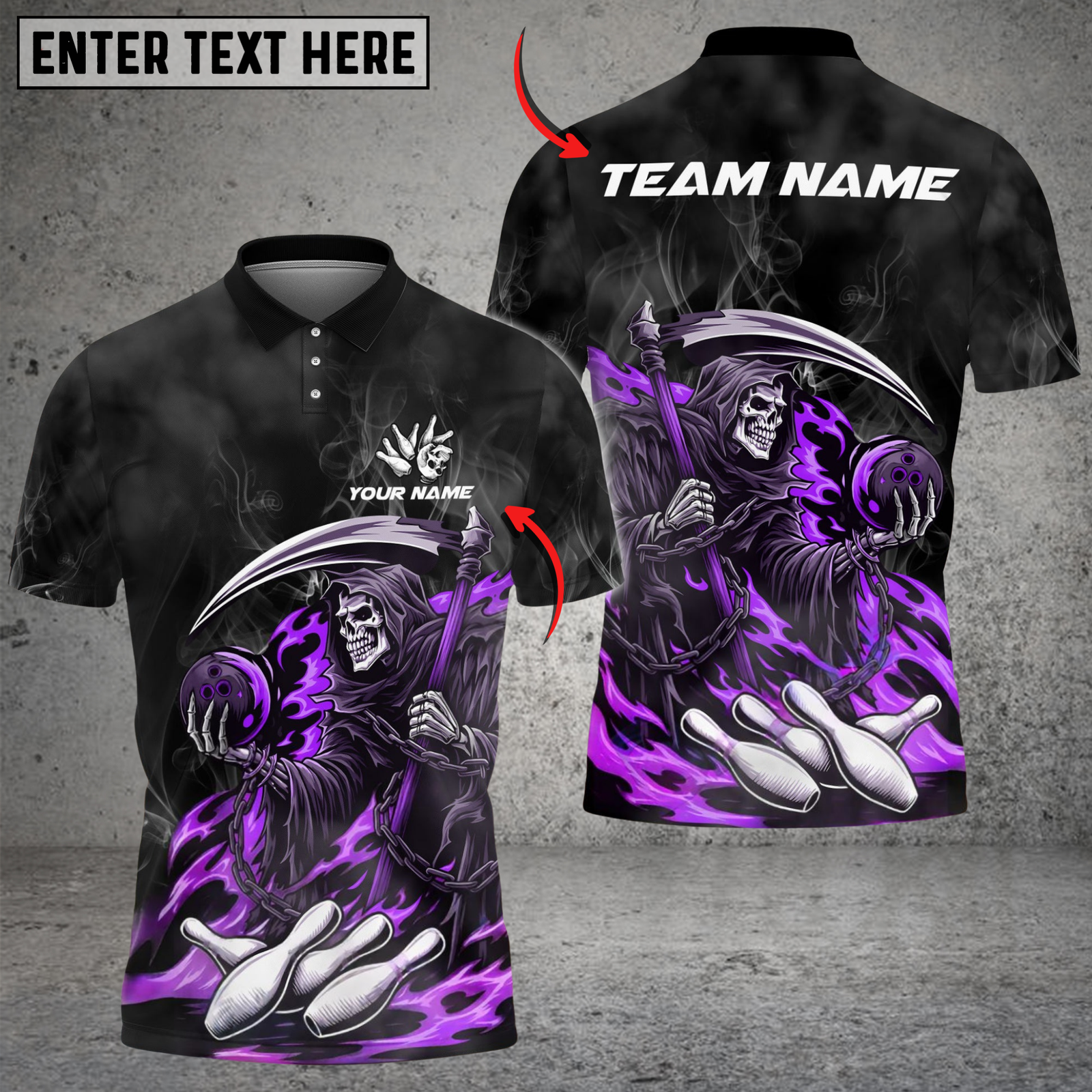 Blisscorners Bowling And Pins Flame Reaper Play Customized Name, Team Name 3D Shirt (4 Colors)