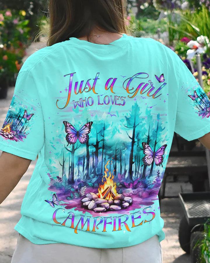 BLISSCORNERS JUST A GIRL WHO LOVES CAMPFIRES ALL OVER PRINT