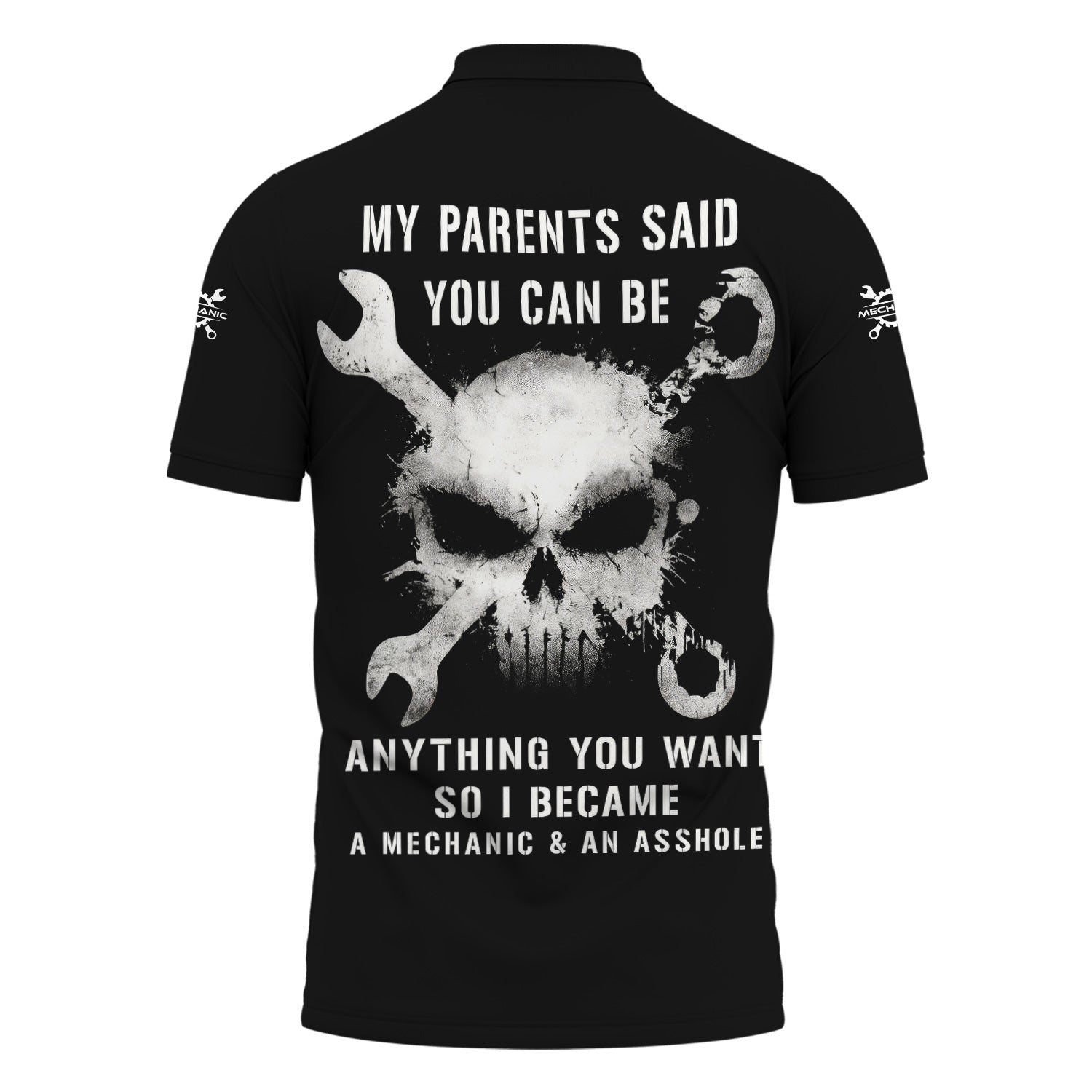 Blisscorners Custom Name Mechanic Shirt, Funny My Parents Said You Can Be Anything So I Became A Mechanic And An Asshole Shirt, Gift Car Repair Worker