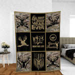Blisscorners Hunting Life Best Buckin’ Dad Ever Fleece Blanket - Camouflage Deer & Rifle Design - Gift for Hunters LM1611