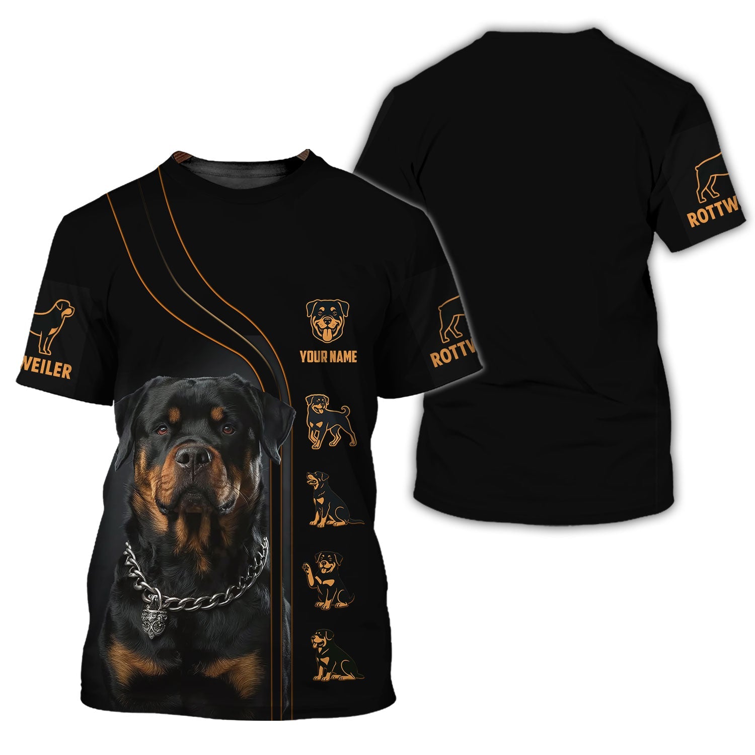 Blisscorners Personalized Rottweiler Portrait T Shirt Gift For Dog Lovers