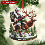 Blisscorners Personalized Acrylic Hunter Santa Riding Deer Christmas Ornament - Custom Hunting Gift Decoration LM0110