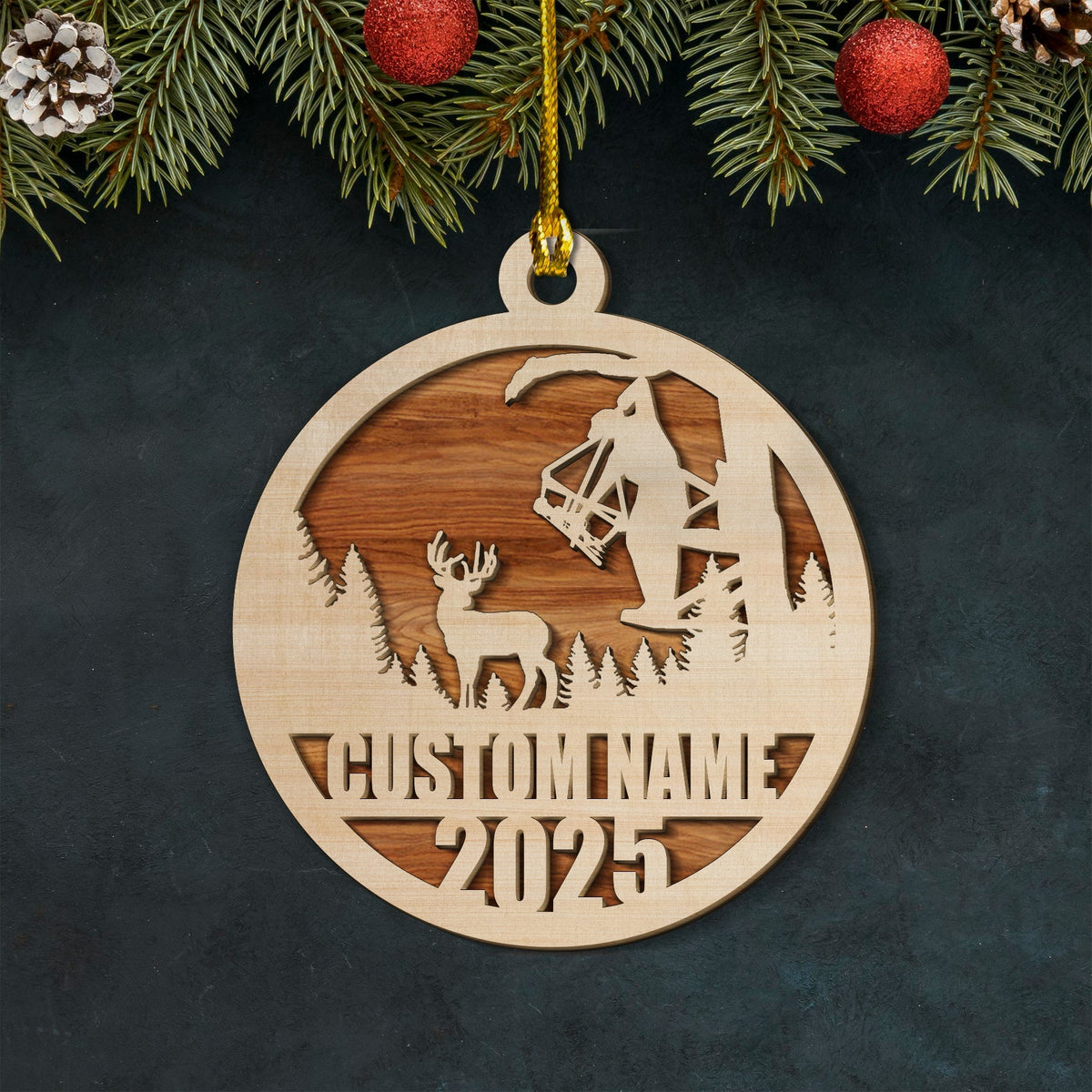 Blisscorners Personalized Bow Hunter Ornament 2025 - Custom Name Gift for Deer Hunters LM0411