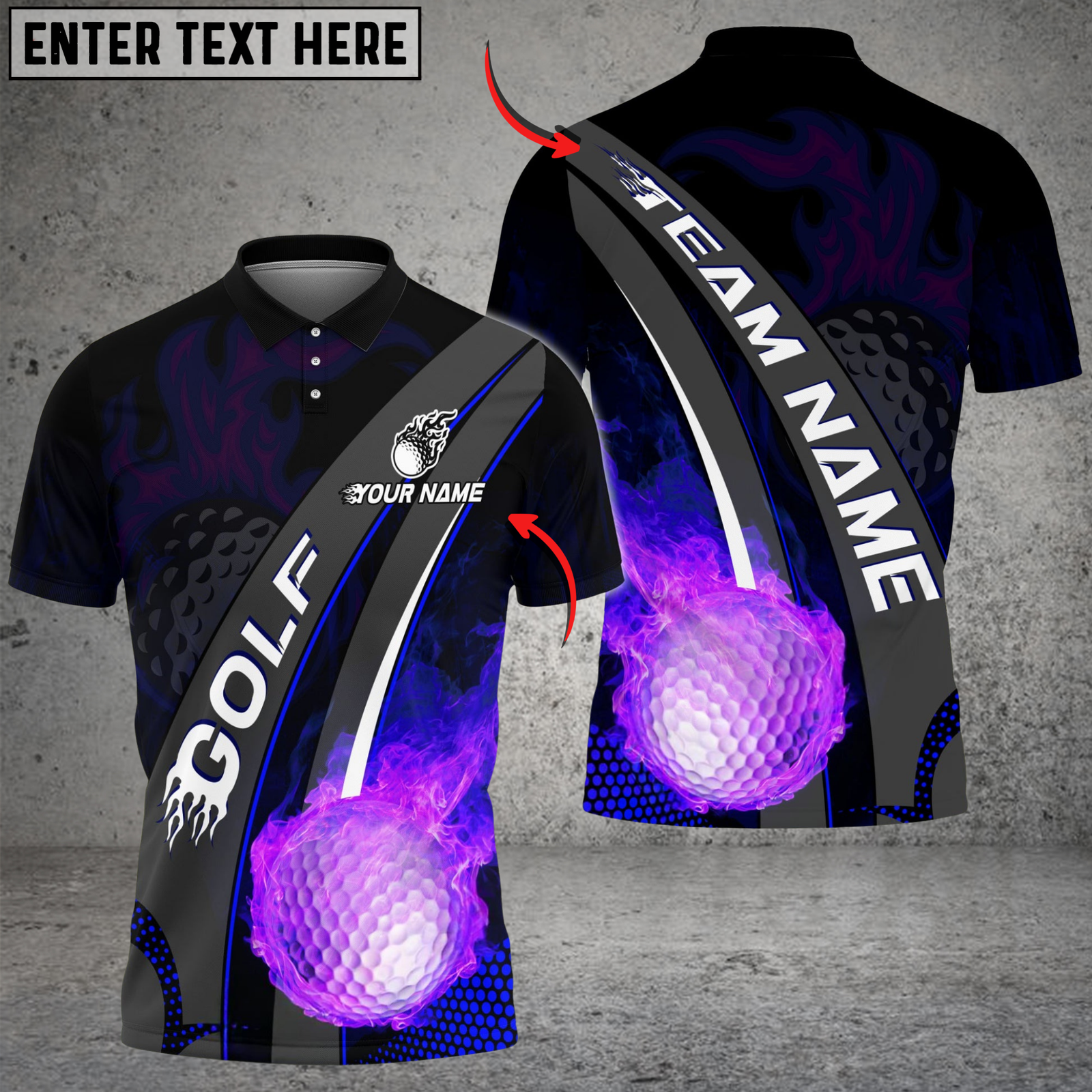 Blisscorners Fireball Swing Golf Shirt, Customized Name & Team Name 3D Shirts (4 Colors)