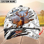 Blisscorners Deer Hunting USA Flag Crack Camouflage Pattern Multicolor Personalized Name 3D Cap