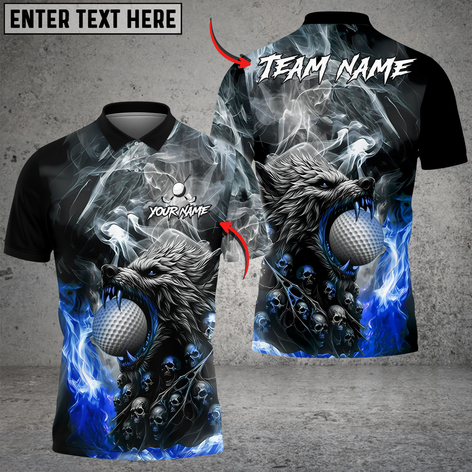 Blisscorners Fire Wolf Polo Golf Shirt, Customized Name & Team Name 3D Shirts (4 Colors)