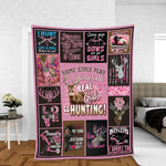 Blisscorners Real Girls Go Hunting Fleece Blanket - Pink Deer Hunting Gift for Women LM1611