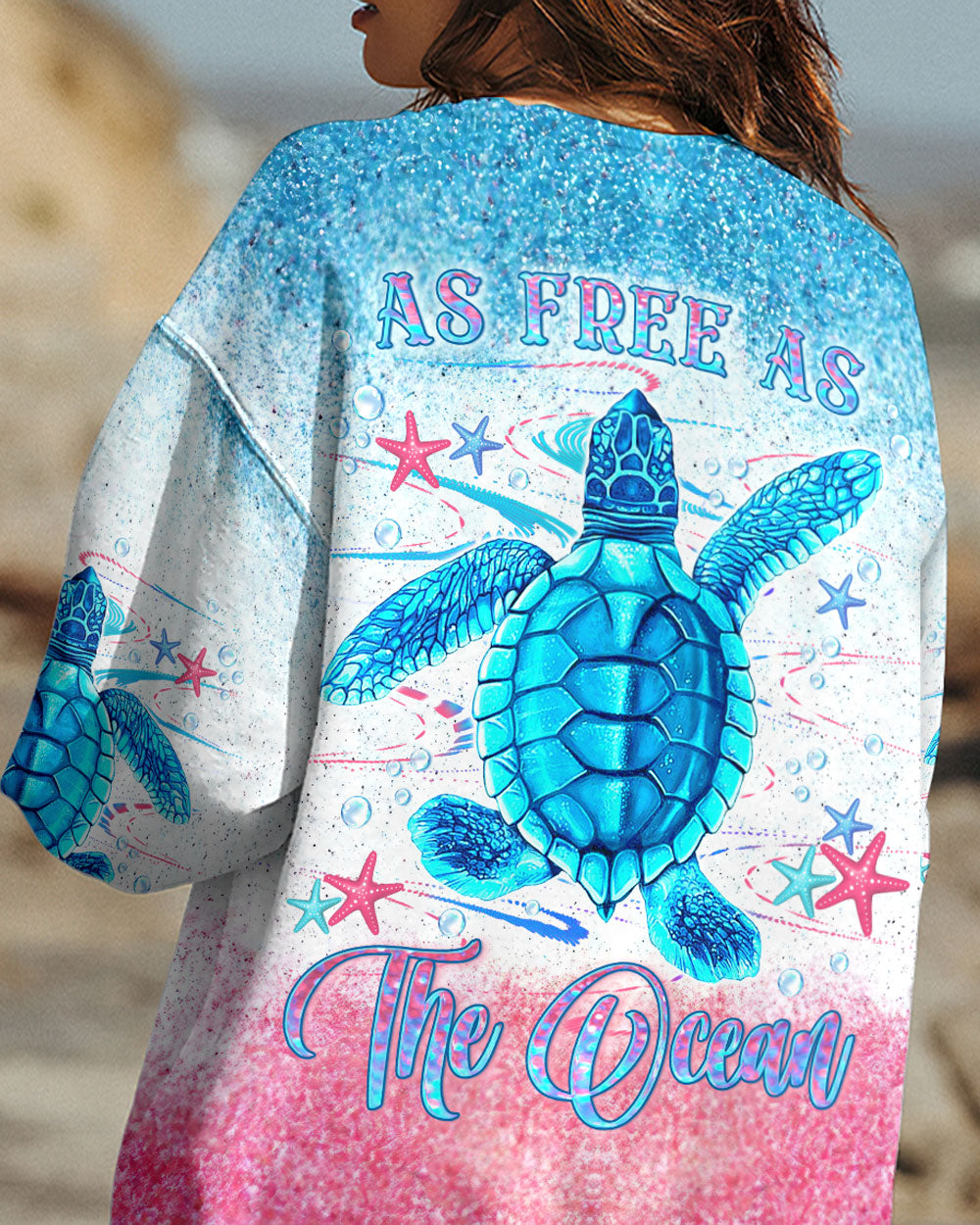 BLISSCORNERS AS FREE AS THE OCEAN TURTLE ALL OVER PRINT