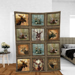 Blisscorners Rustic Wildlife Cabin Lodge Fleece Blanket - Deer, Moose, and Duck Hunting Retreat Fleece Blanket LM1611