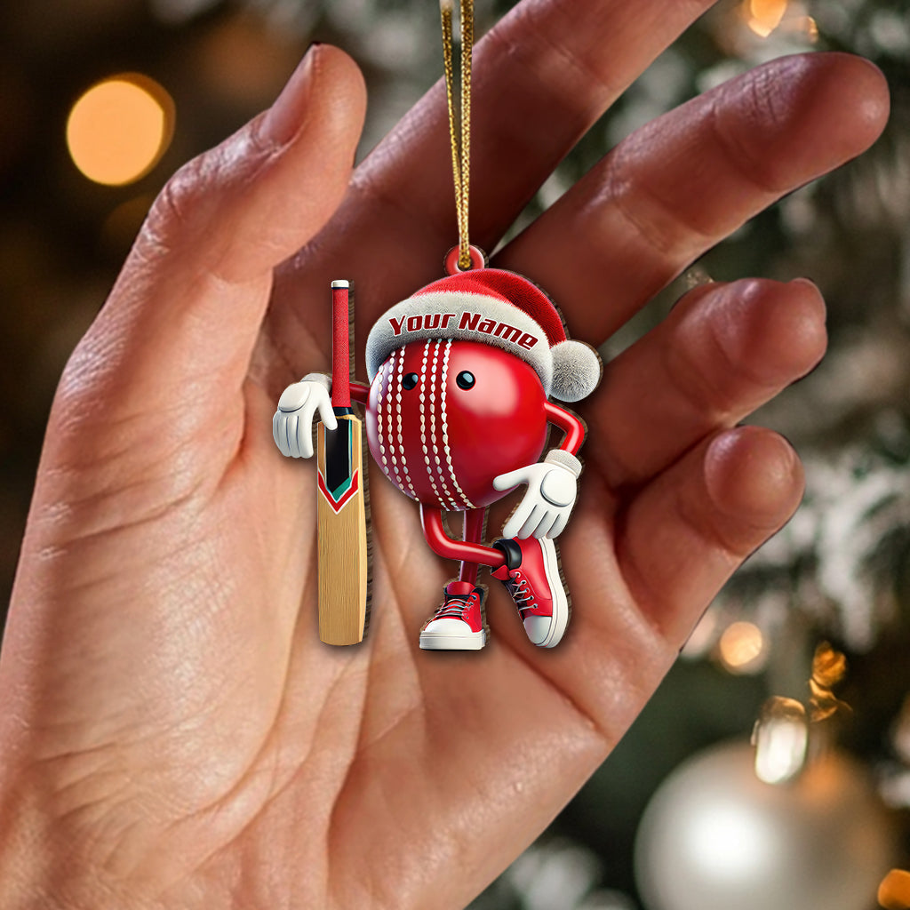 Blisscorners Custom Name Cricket Ball Ornament, Cricket Ball Lover Christmas Gift2D Flat LM2211
