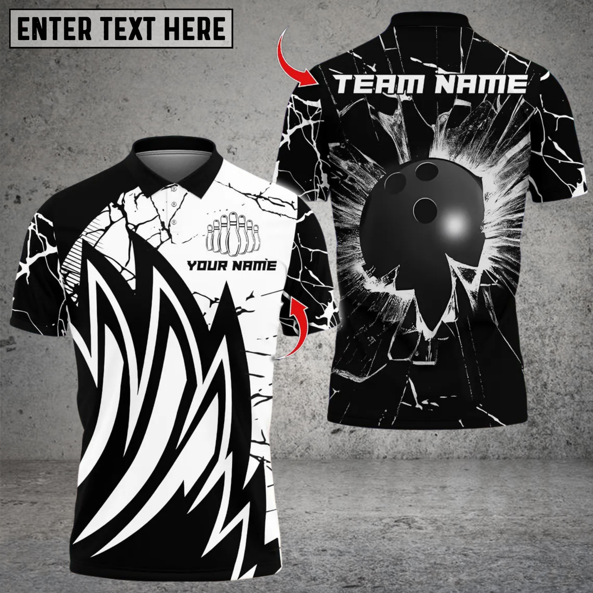 Blisscorners Black and White Bowling Personalized Name, Team Name 3D Shirt