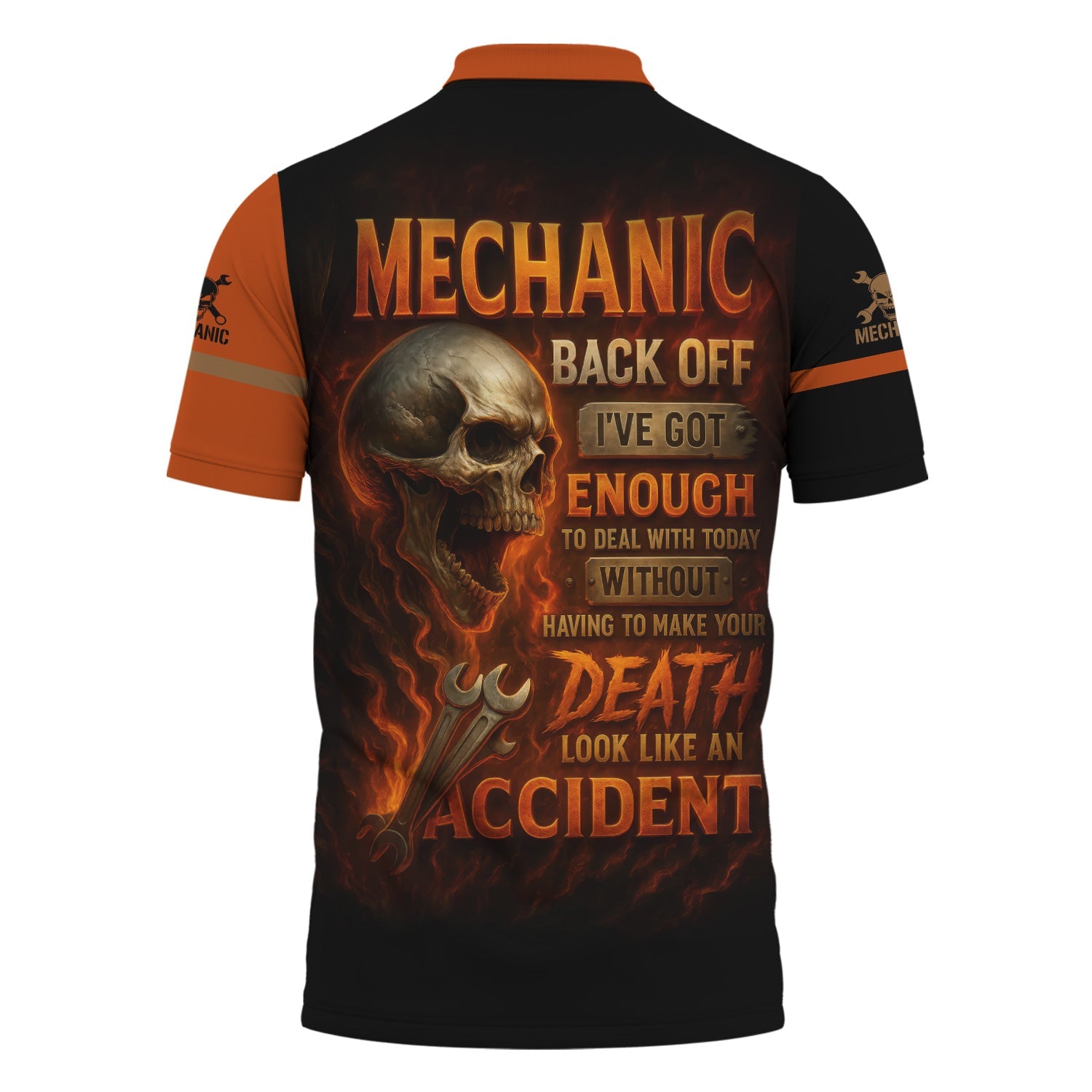 Blisscorners Personalized T-Shirt Back Off I've Got Enough To Deal With Today Grim Reaper Design Shirt For Mechanics