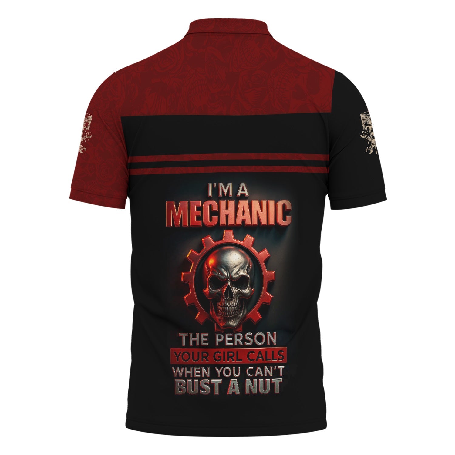 Blisscorners Personalized T-Shirt I'm A Mechanic The Person Your Girl Calls When You Can't Bust A Nut Skull Style Shirt For Mechanics