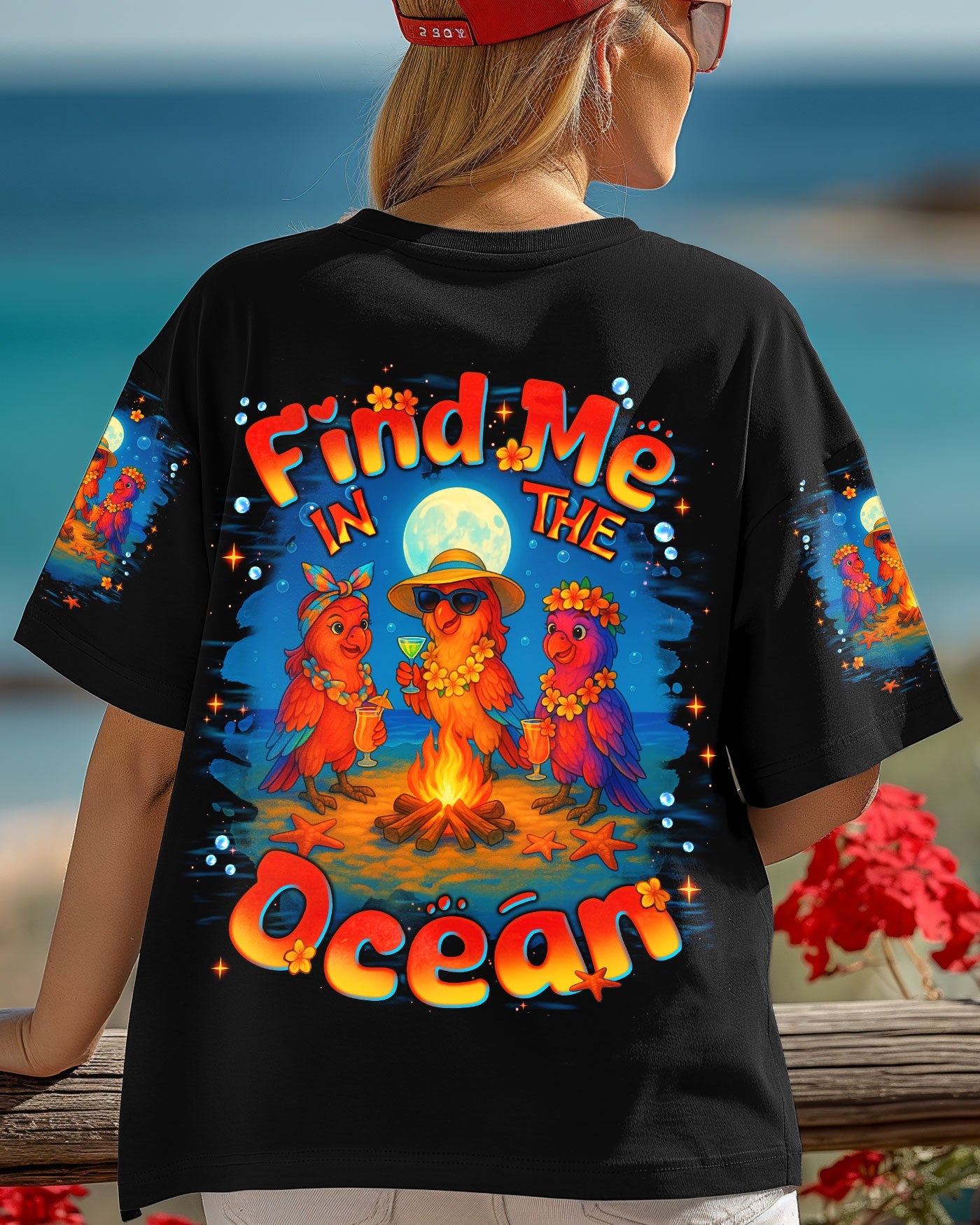 BLISSCORNERS FIND ME IN THE OCEAN PARROT ALL OVER PRINT