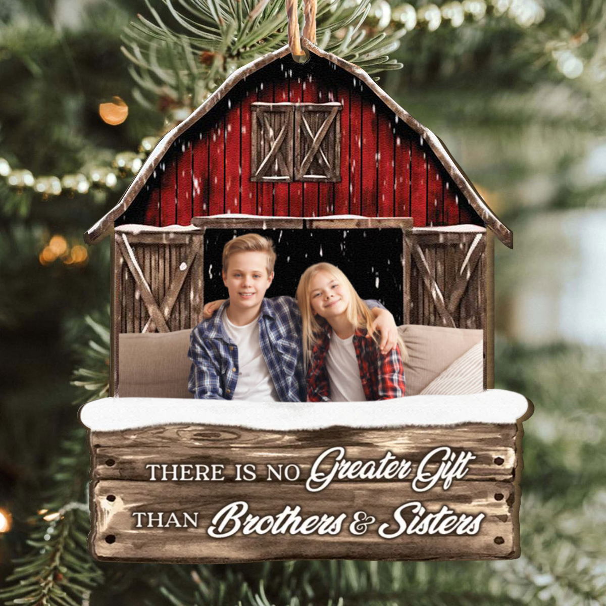 Blisscorners Christmas Gift, Custom Photo And Quote - Personalized Custom Shaped Wooden Ornament - Gift For Family2D Flat LM2111