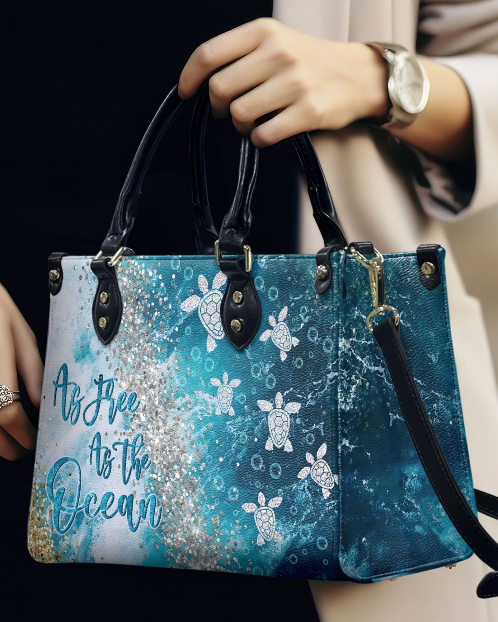 BLISSCORNERS AS FREE AS THE OCEAN LEATHER HANDBAG