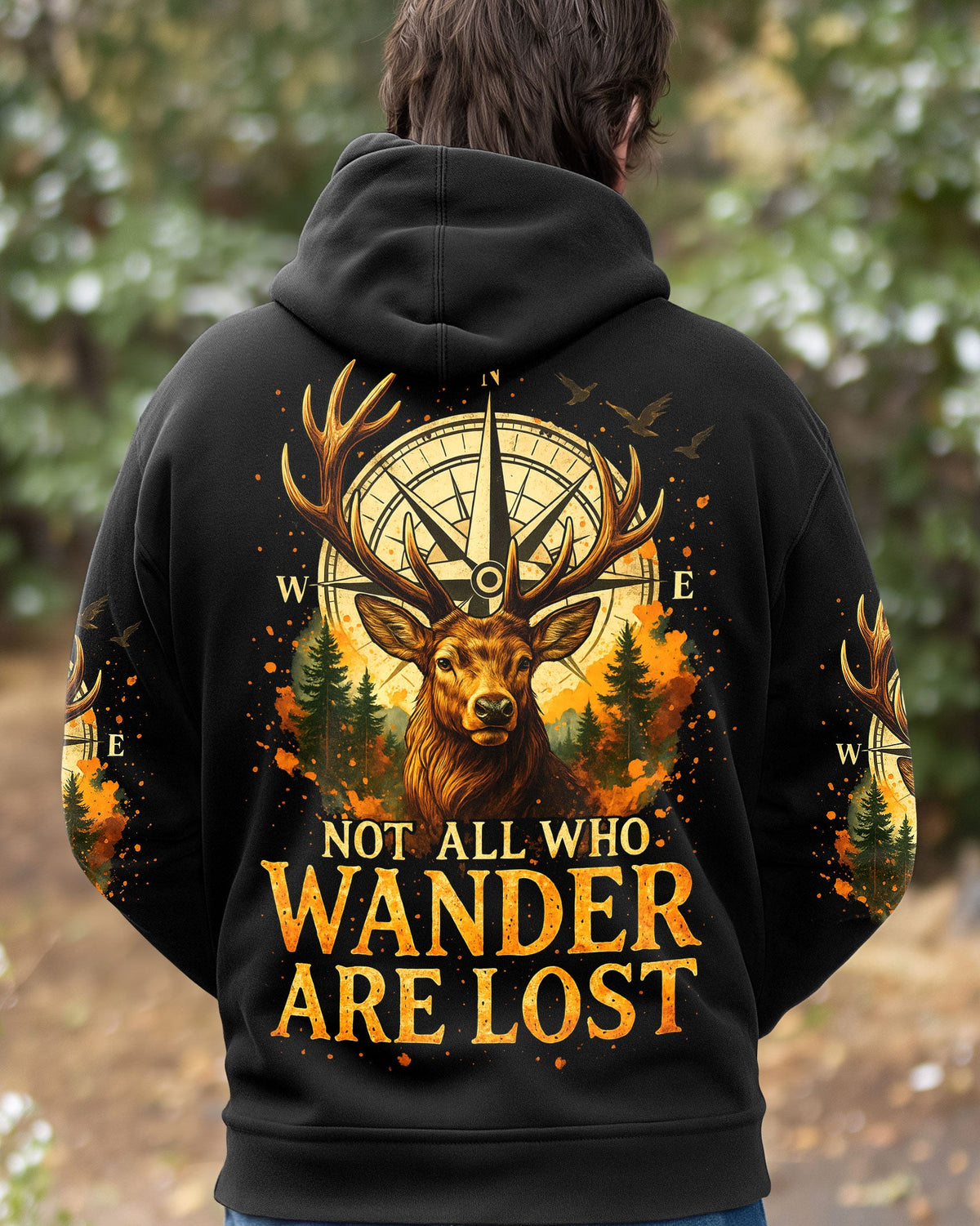 BLISSCORNERS NOT ALL WHO WANDER ARE LOST DEER COMPASSALL OVER PRINT