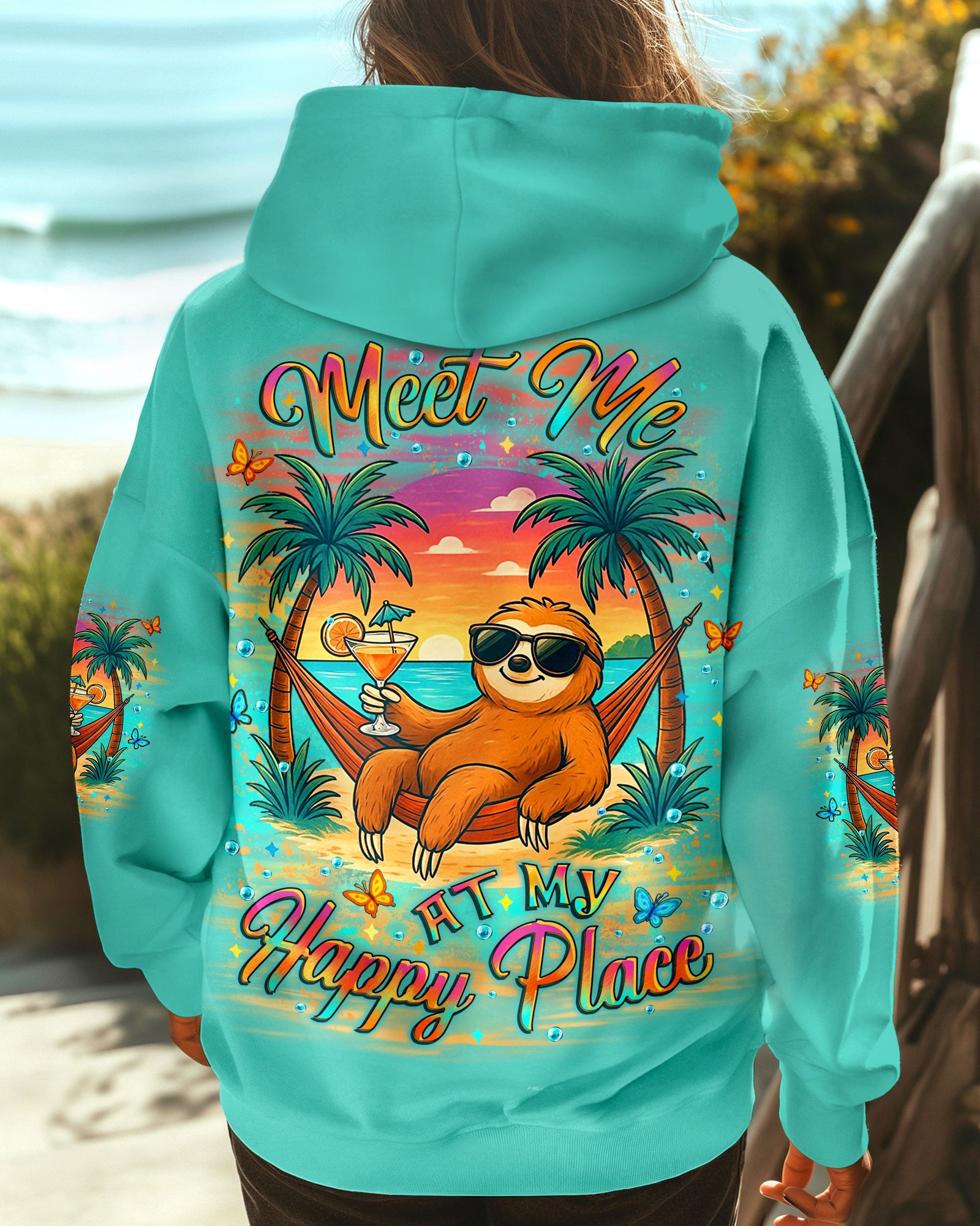 BLISSCORNERS MEET ME AT MY HAPPY PLACE SLOTH ALL OVER PRINT