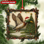Blisscorners Personalized Flying Duck Christmas Ornament, Custom Name Hunting Gift for Outdoor Lovers LM0411