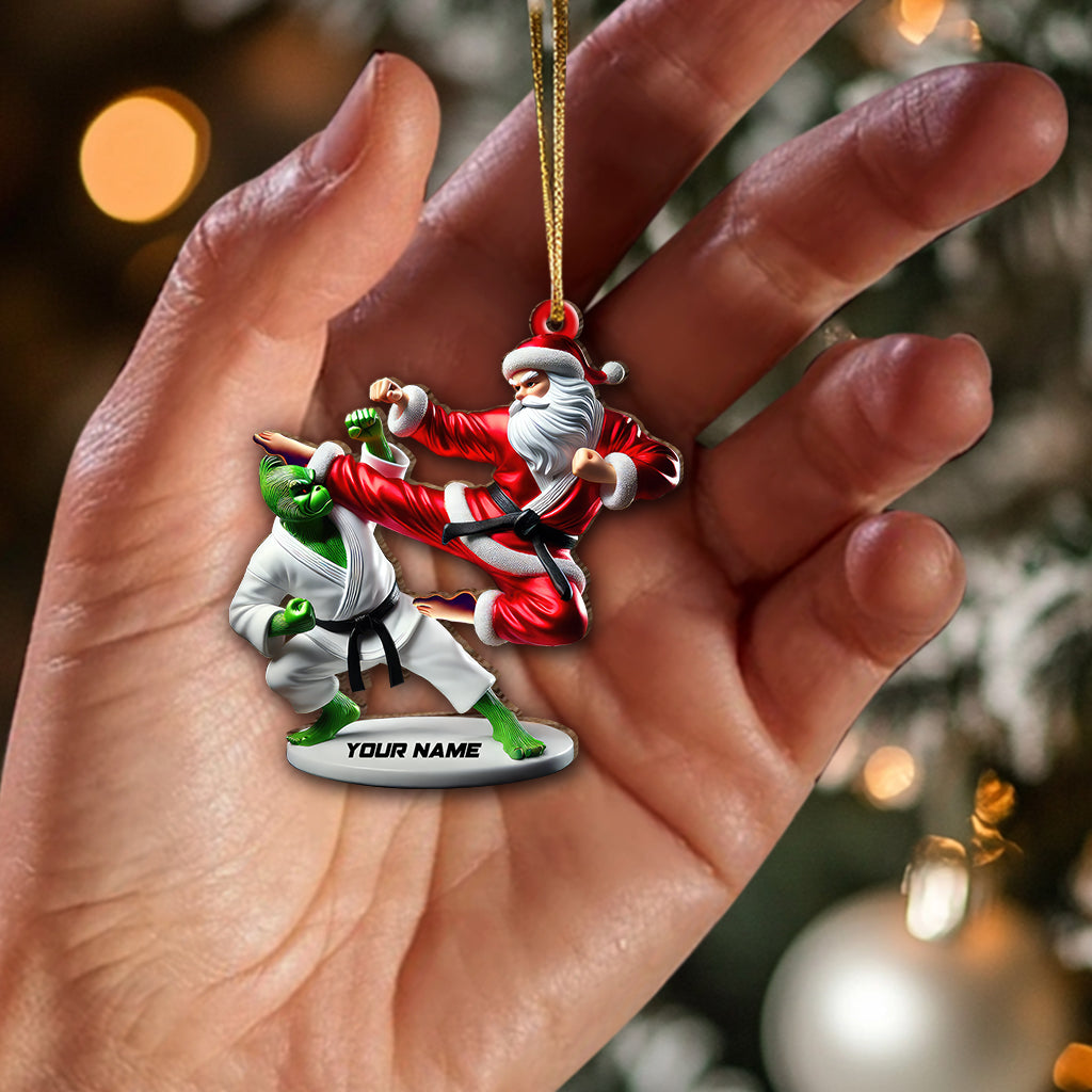 Blisscorners Custom Name Santa Karate Ornament, Santa Karate Christmas Gift2D Flat LM2111