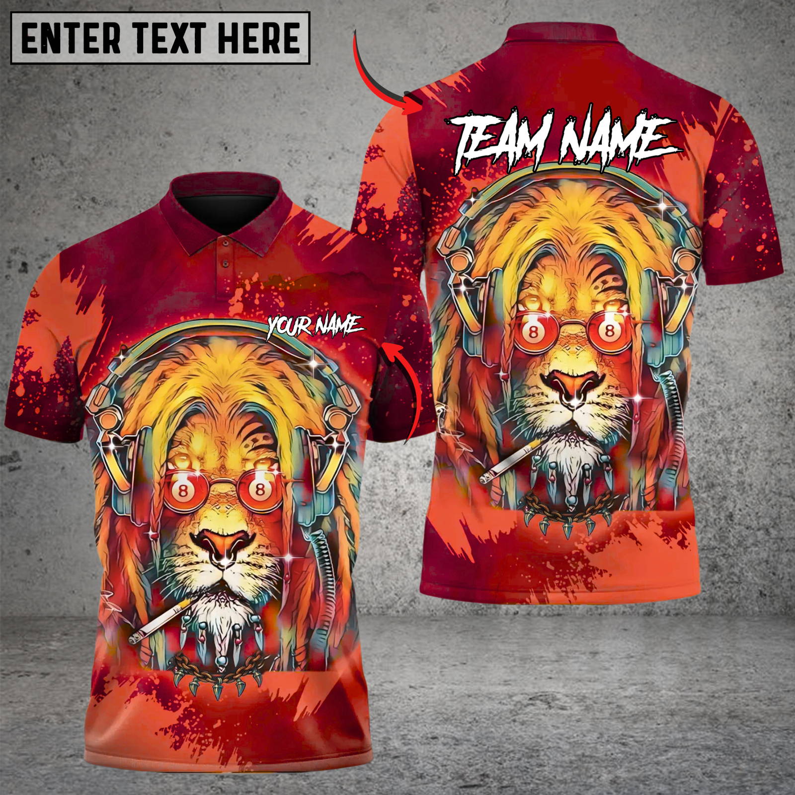 Blisscorners Billiards Cosmic DJ Lion Custom Name, Team Name 3D Shirt