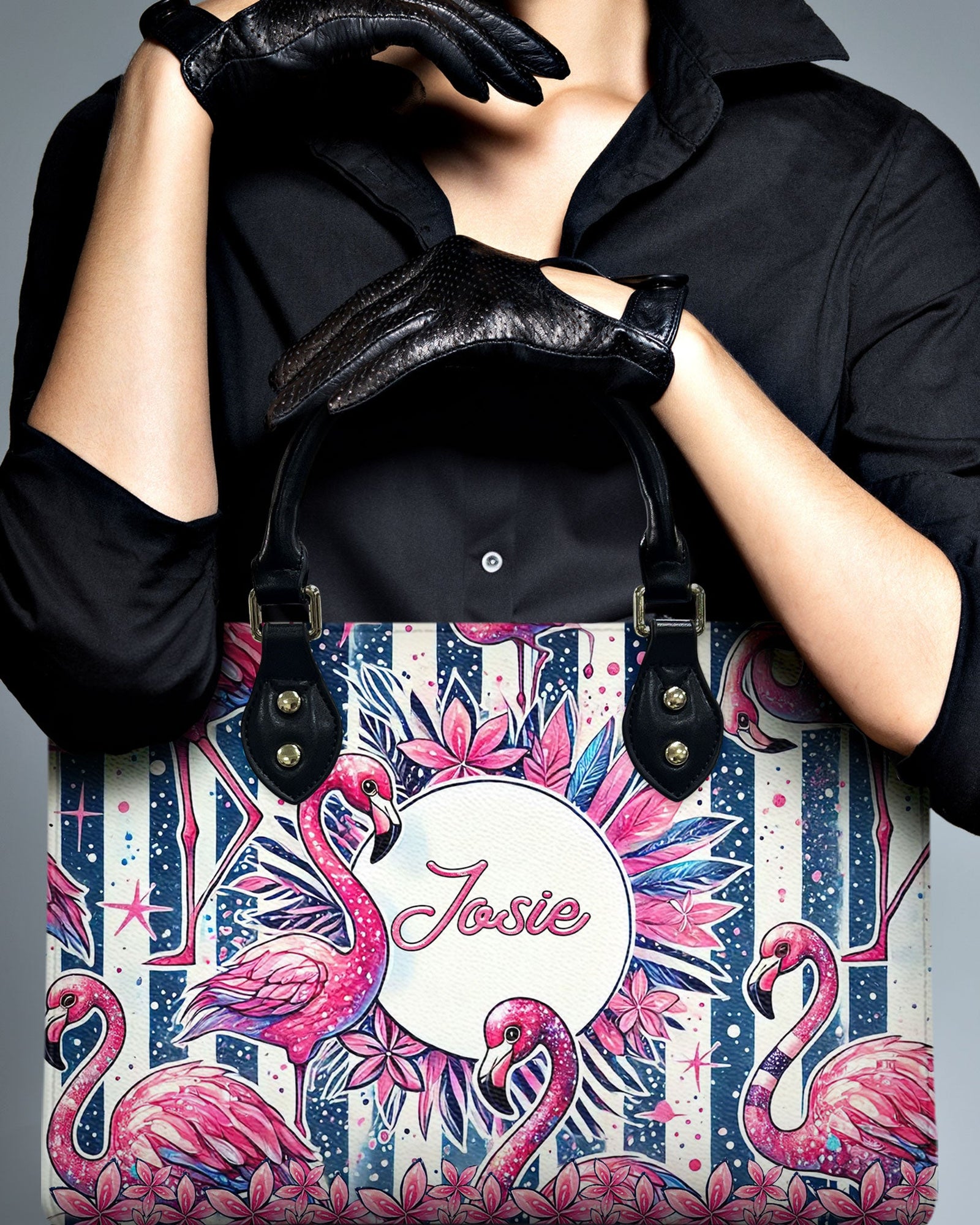 BLISSCORNERS FLAMINGO TROPICAL LEATHER HANDBAG