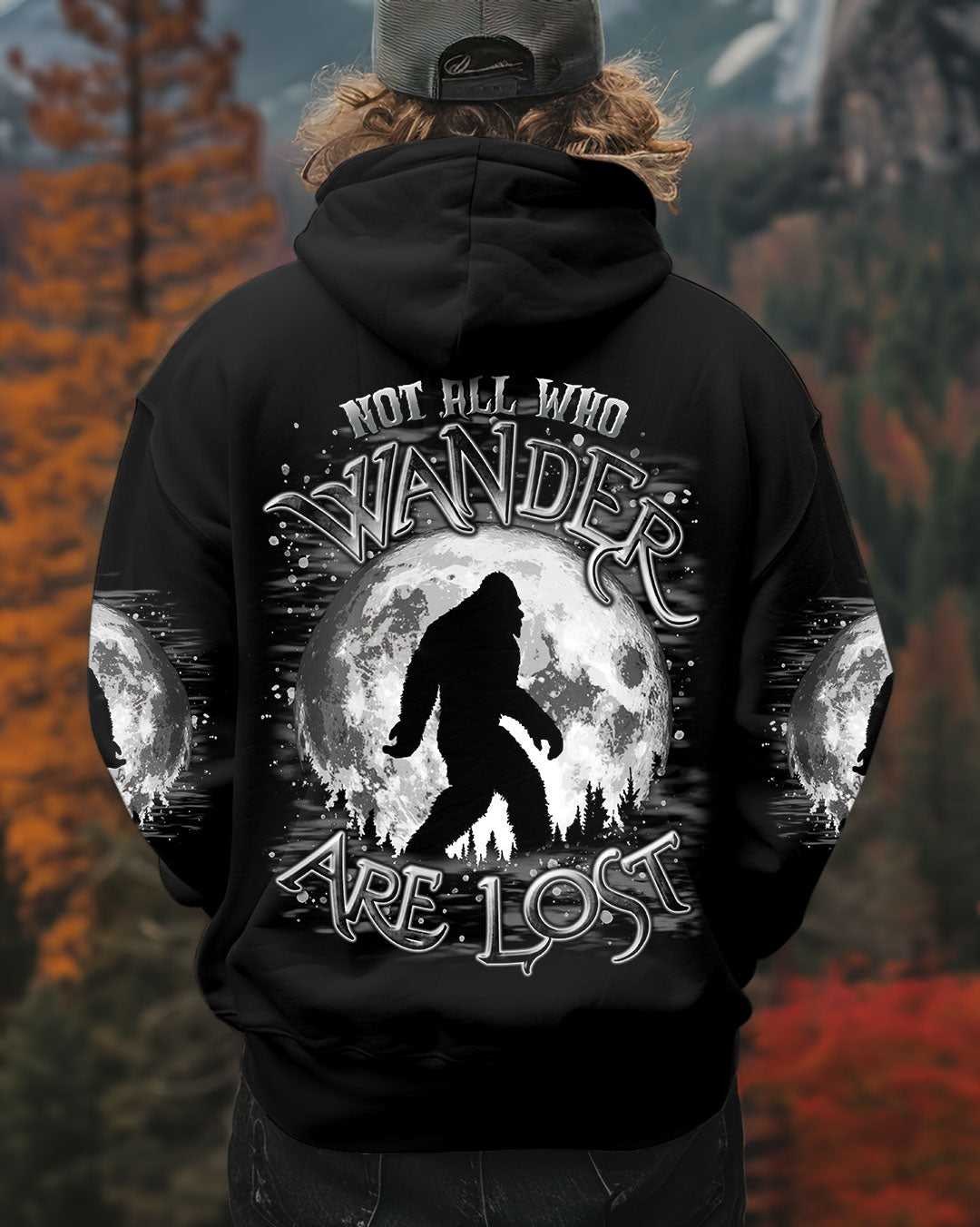 BLISSCORNERS NOT ALL WHO WANDER ARE LOST BIGFOOT MOON ALL OVER PRINT