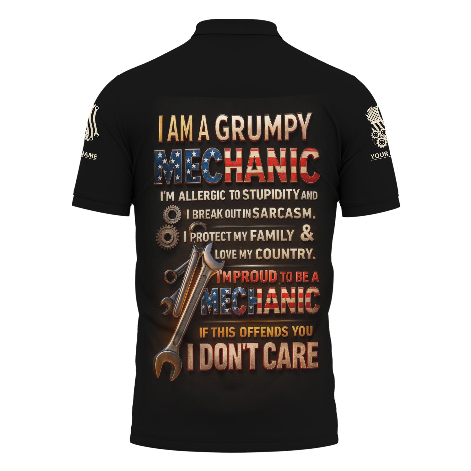 Blisscorners Personalized T-Shirt I'm Proud To Be A Mechanic Love Family And Country USA Flag Design Shirt For Mechanics