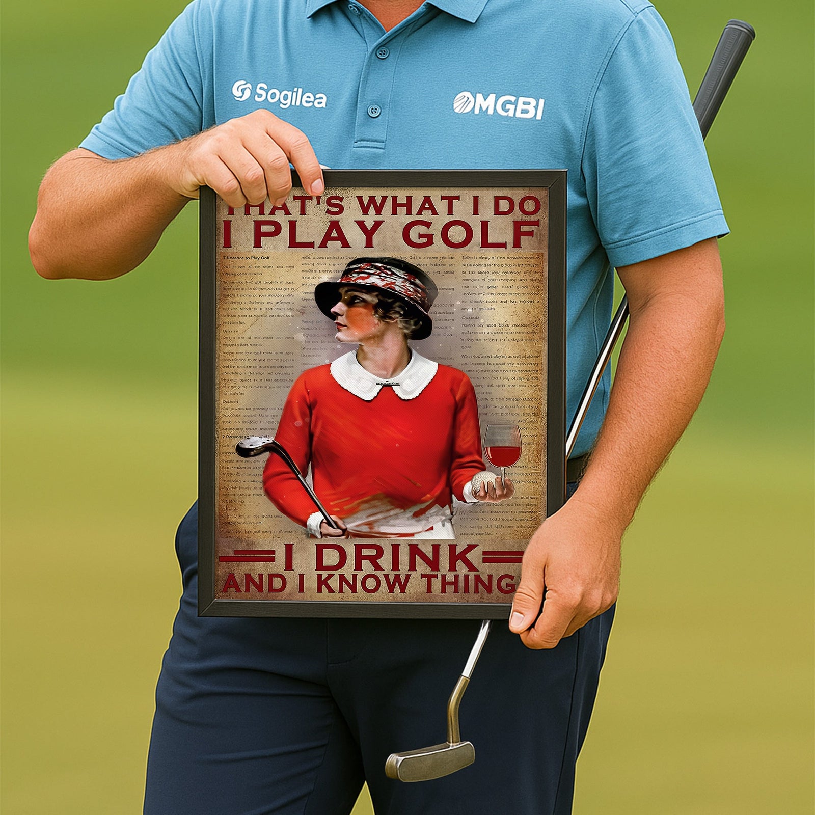 Blisscorners That's What I Do I Play Golf I Drink And I Know Things Canvas Wall Art, Golf Decor, Gift For Golf Lovers LM2611