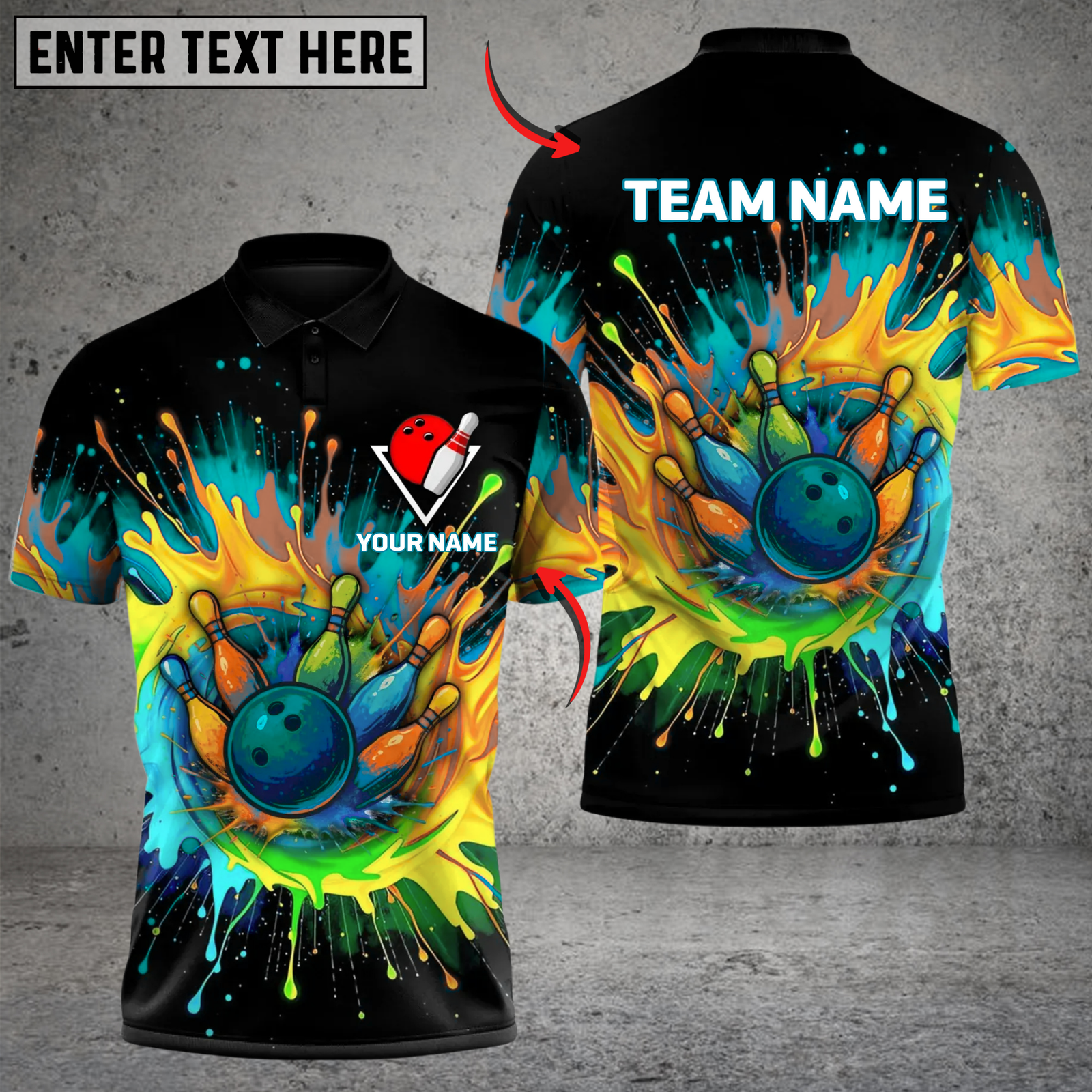 Blisscorners Rainbow Bowling Blast Custom Name, Team Name 3D Shirt
