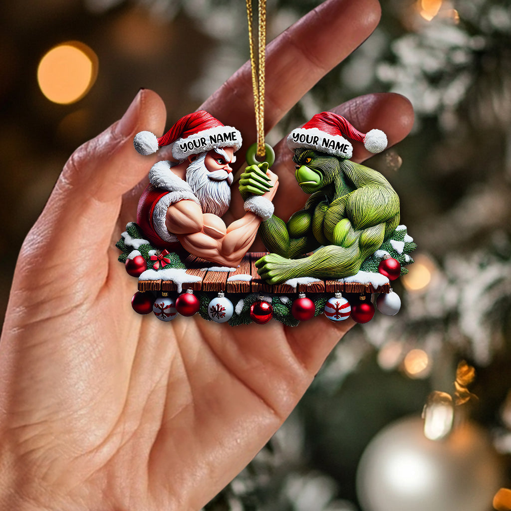 Blisscorners Custom Name Santa and Stink Ornament, Santa and Stink Christmas Gift2D Flat LM2111