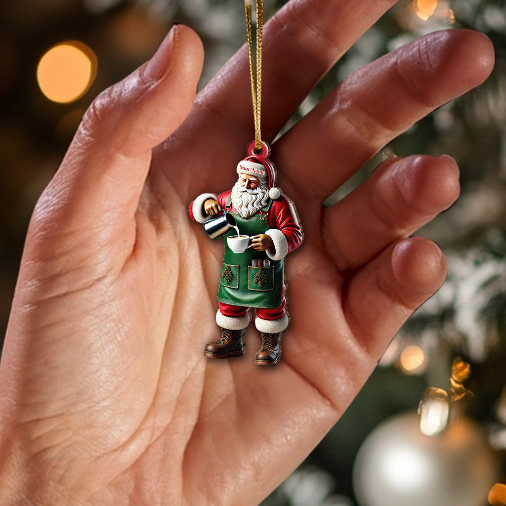 Blisscorners Custom Name Santa Bartender Ornament, Home Decor Christmas Gift2D Flat LM2211