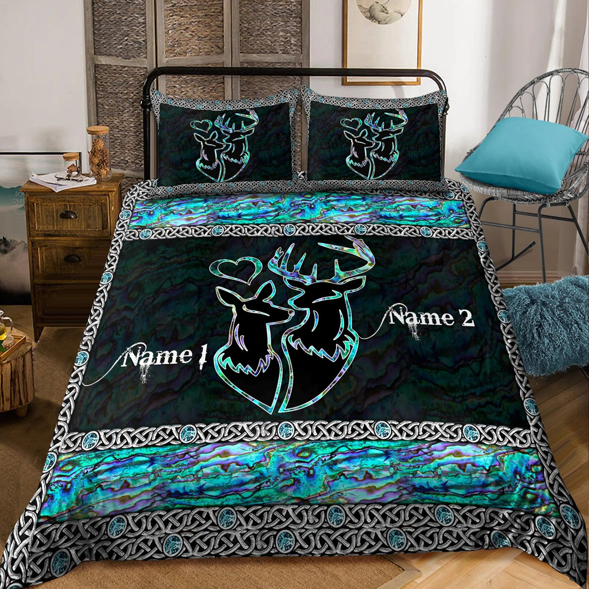 Blisscorners Personalized Couple Hunting Deer Blanket