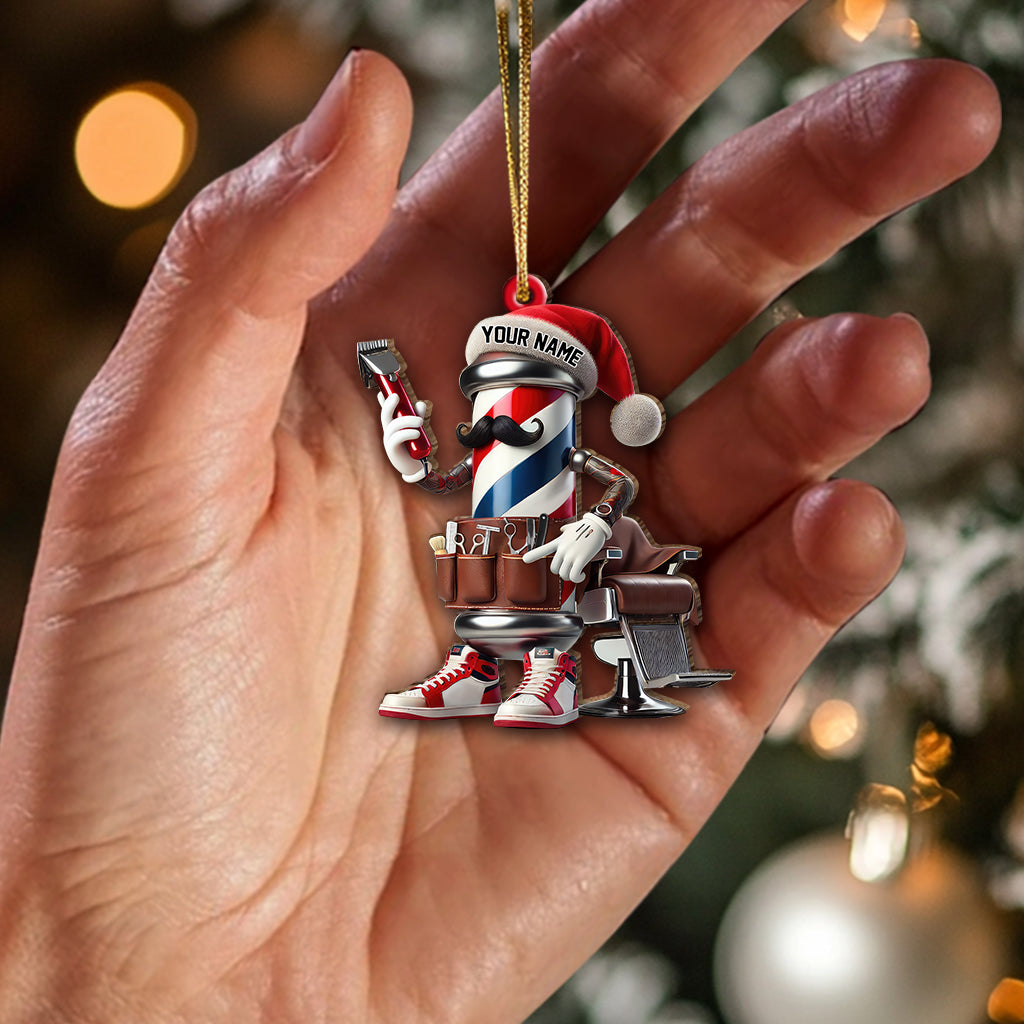 Blisscorners Custom Name Barber Ornament, Christmas Decoration for Barber Shop2D Flat LM2211