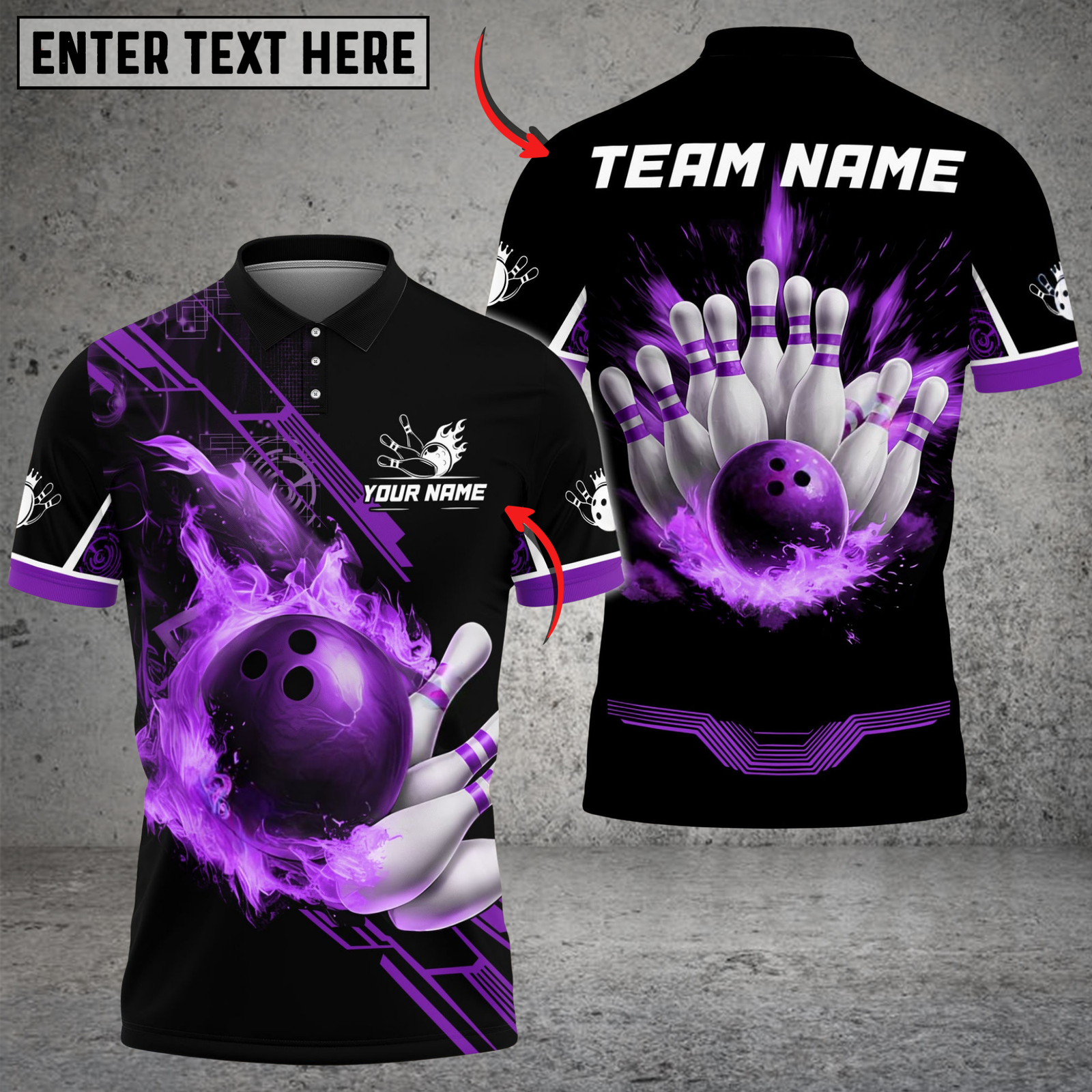 Blisscorners Bowling And Pins Flame Perfect Strike Customized Name, Team Name 3D Shirt (4 Colors)