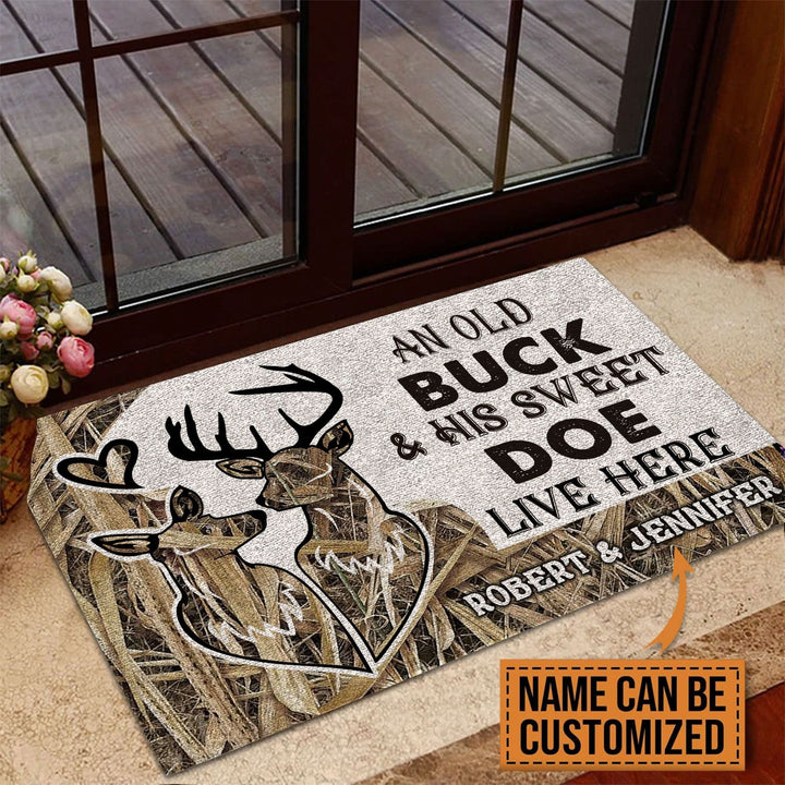 Blisscorners Premium Deer Couple Hunting Door Mat 3D Personalized - Grass Brown