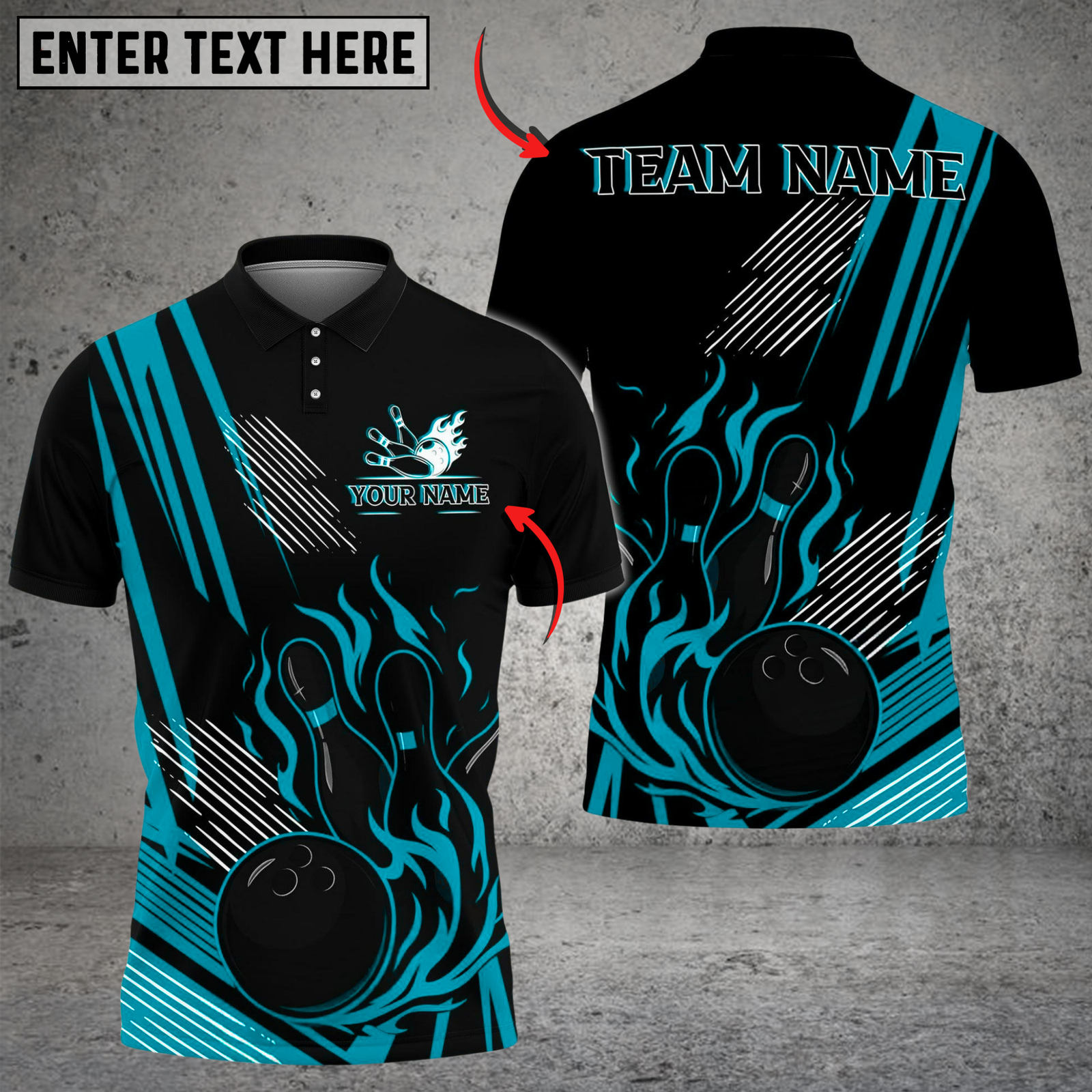 Blisscorners Bowling And Pins Flame Strike Minimalist Black Customized Name, Team Name 3D Shirt (4 Colors)