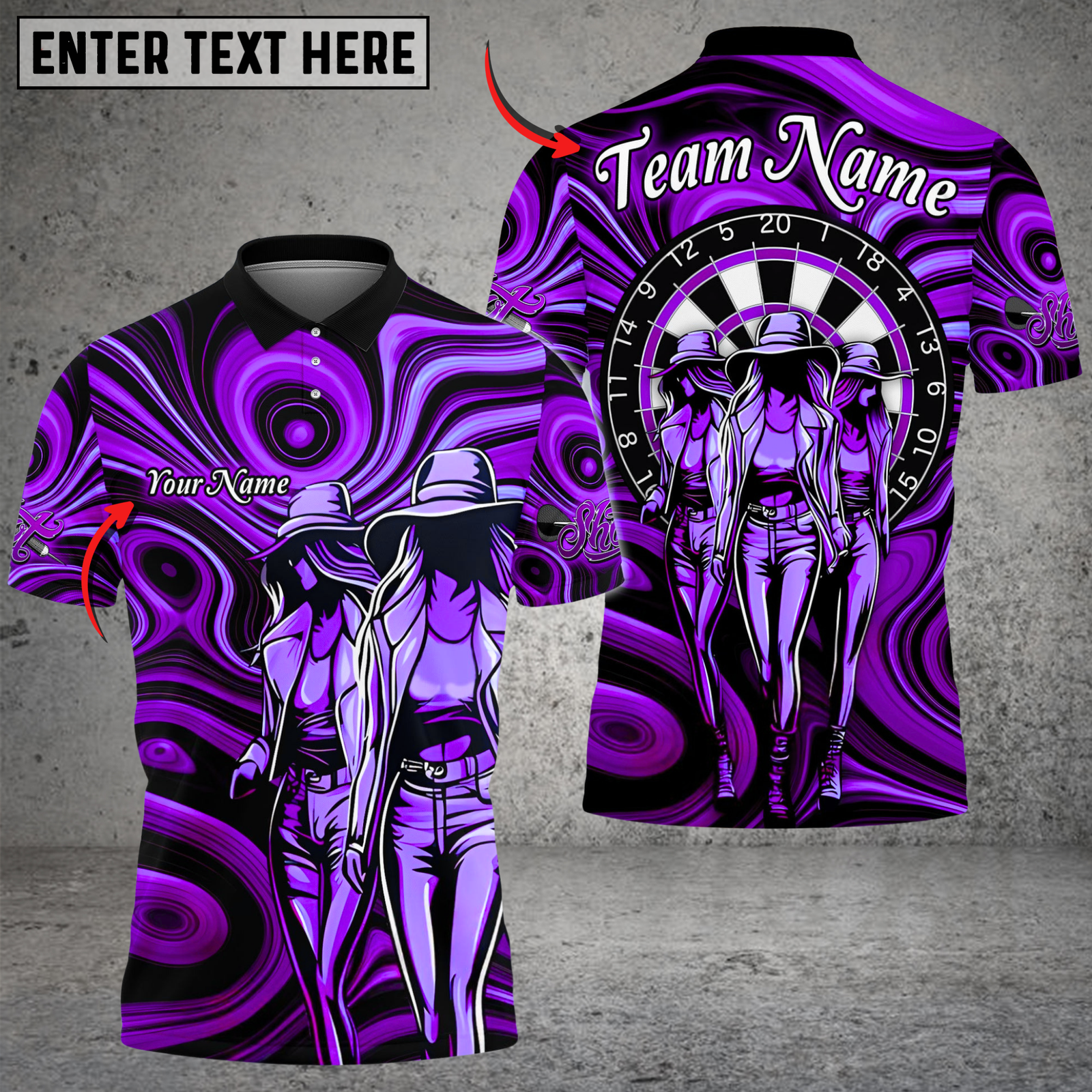 Blisscorners Darts Triple Girl Customized Name, Team Name 3D Shirt (4 Colors)