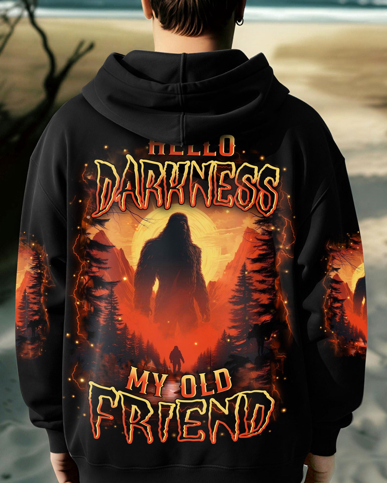 BLISSCORNERS HELLO DARKNESS MY OLD FRIEND BIGFOOT ALL OVER PRINT