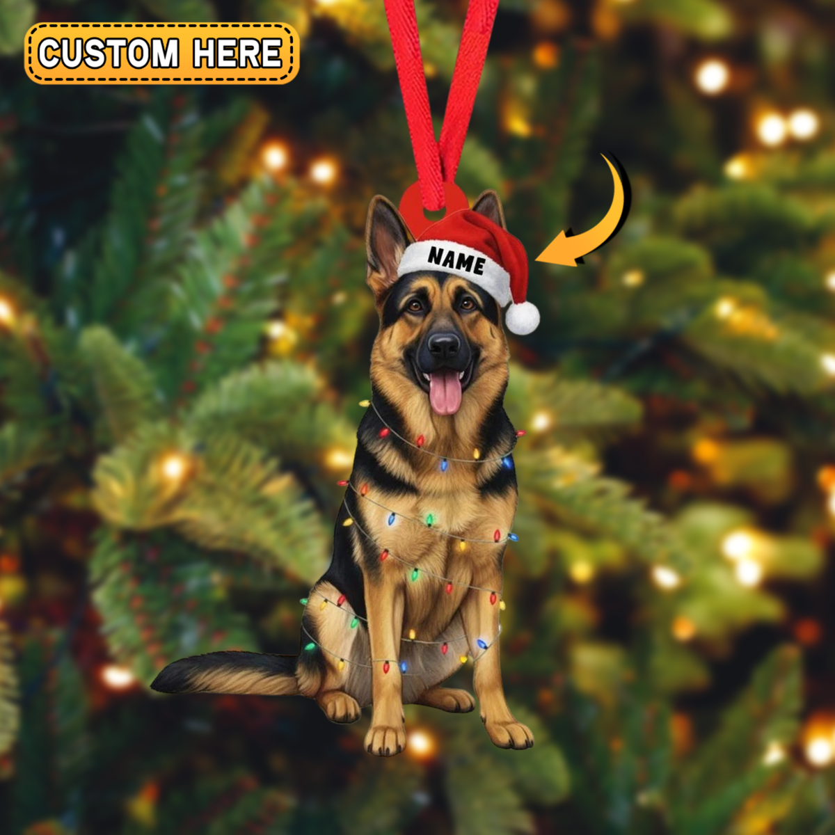 Blisscorners Personalized German Shepherd Dog Christmas Ornament, Flat 2D Ornament,2D Flat LM2511